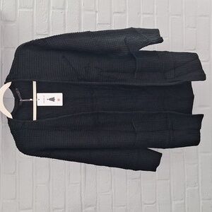 🖤 Waffle pattern black oversized cardigan